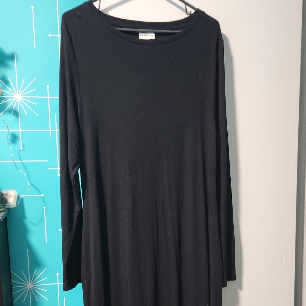 Ava & Viv Black Ribbed Maxi Dress